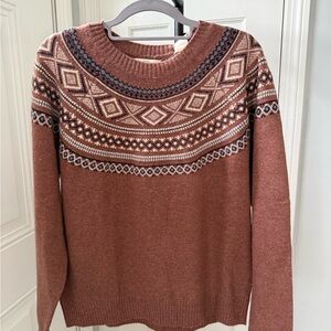 Weatherproof Brown Fair Isle Turtleneck Sweater